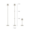 Lampa podłogowa jasnoszara bezprzewodowa ładowana USB również na zewnątrz EURIA LED 3000K IP54 Just Light 19252-40