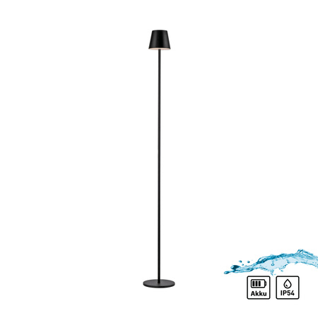 Czarna lampa podłogowa bezprzewodowa USB również na zewnątrz EURIA LED 3000K Just Light 19252-18