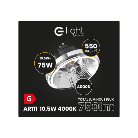 ŻARÓWKA AR111 10,5W GU10 4000K Czarny z odbłyśnikiem AR8617