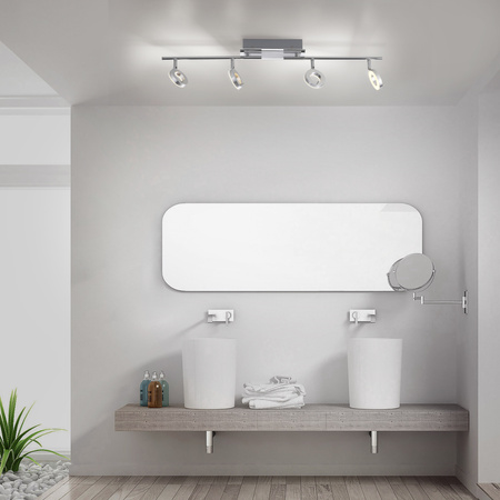 Poczwórna lampa listwa sufitowa do łazienki w kolorze aluminium IP44 SILEDA Paul Neuhaus 6786-96