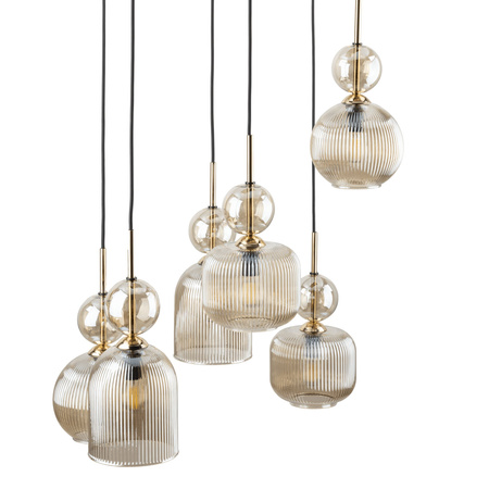 Lampa wisząca koniakowe ryflowane klosze SOPHIA COGNAC 6xE14 Tk Lighting 11044