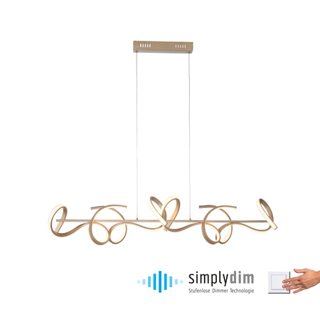 Lampa wisząca zawijana nad stół w kolorze matowego mosiądzu CURLS LED 3000K z funkcją SimplyDim Just Light 19033-60 