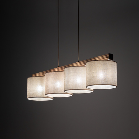 Lampa wisząca cztery abażury na drewnianej belce VIGA SHADE SOSNA 4xE27 Tk Lighting 11770