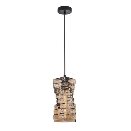 Lampa wisząca jednozwisowa szklany klosz w odcieniu brązu 1xE27 Altera Italux PND-3219-1-BK-CF