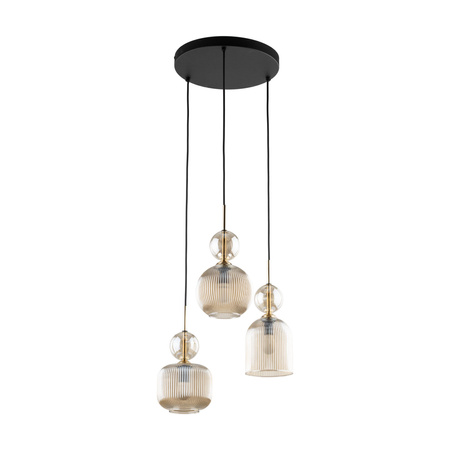 Lampa wisząca potrójna koniakowe ryflowane klosze SOPHIA COGNAC 3xE14 Tk Lighting 11041