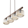 Lampa wisząca cztery szklane klosze na drewnianej belce SALVIA BROWN 4xE14 Tk Lighting 11070