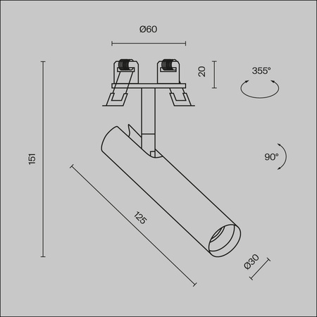 Oprawa podtynkowa cienka i długa tuba LED 3000K Focus T C141RS-L125-6W3K-B Maytoni