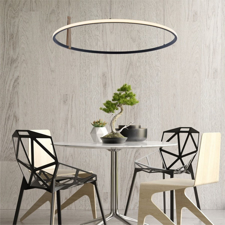 Lampa wisząca czarna CLAUD 90cm LED Zuma Line 22808-WOOD zmiana barwy światła
