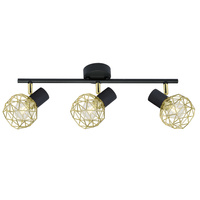 ACROBAT LAMPA SUFITOWA LISTWA 3X40W E14 CZARNY KLOSZ ZŁOTY Candellux 93-66640