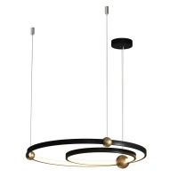 Lampa wisząca podwójny okrąg 50cm z ozdobnymi kulami Kido S LED czarny PL0138 Yaskr