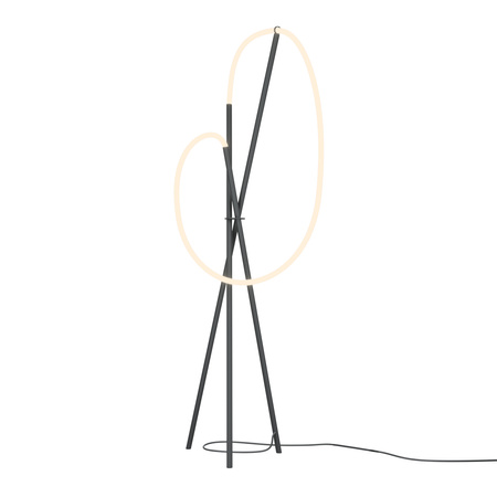 Czarna lampa podłogowa trójnóg LED – świetlna pętla Crochet MOD369FL-L36B3K Maytoni