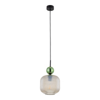 Lampa wisząca karbowane szkło z dekoracyjną kulą SOPHIA BIG GREEN COGNAC 1xE27 Tk Lighting 11372
