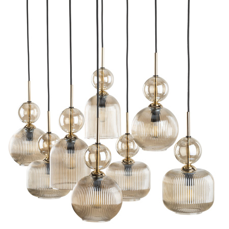 Duża lampa wisząca na prostokątnej podsufitce ze szklanymi koniakowymi kloszami SOPHIA COGNAC 8xE14 Tk Lighting 11045