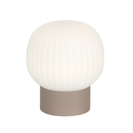 Mała lampka stołowa brązowa z mlecznym kloszem LED 3000K/4000K/6000K Montes Italux TB-02217-1-BRO