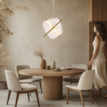 Lampa wisząca mosiężna z płaskim szklanym kloszem i rurkami LED RELAX 15W LED 3000K Candellux Studio 31-50823