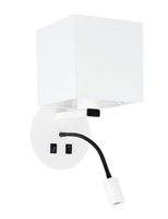 MAGNUM 1 LAMPA KINKIET OKRAGŁY 1X40W E27+3W LED ABAŻUR KWADRAT BIAŁY Candellux 21-75659