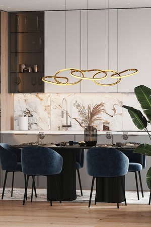 Lampa wisząca złota ANNELI elegancka - nieregularna forma 80 cm – designerska lampa salonu i jadalni LED 3000K Candellux Studio 34-35646
