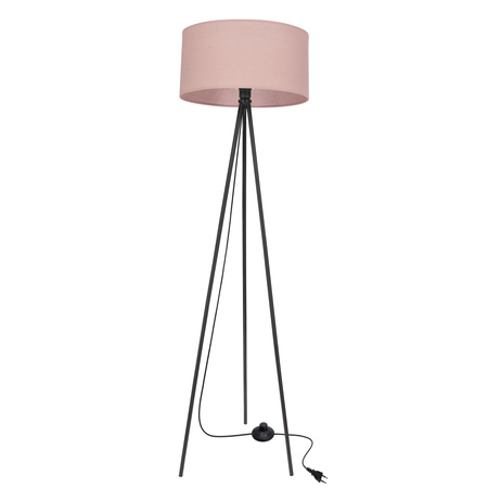 Czarna lampa podłogowa trójnóg abażur jasno wrzosowy SHANTI 1xE27 Candellux Studio 51-38715