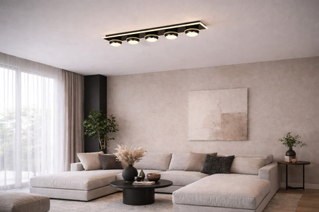 Lampa sufitowa - plafon piątka prosty Biarritz czarny chrom Aviano Lighting 9047-605