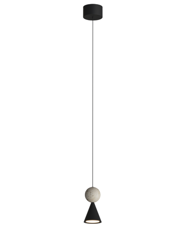 Lampa wisząca mały metalowy stożek z ozdobną kulą z trawertynu LED 3000K Bingo Maxlight P0683