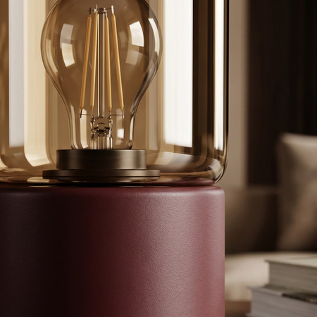 Burgundowo - miodowa lampka stołowa na komodę VERA Kaja Lighting K-5982