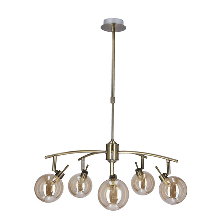 Lentini lampa wisząca patynowy 5x40w g9 klosz bursztynowy Candellux 35-16331