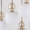 Lampa wisząca 6 zwisów szklane ryflowane klosze 6xE14 SOPHIA COGNAC WHITE Tk Lighting 11594