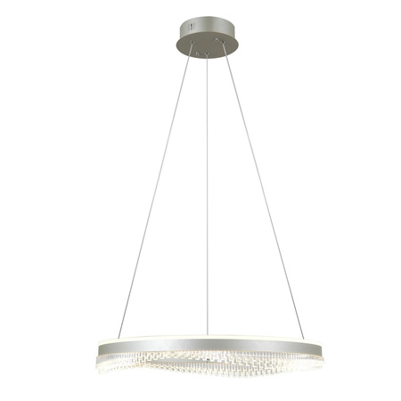 Lampa wisząca okrąg 60cm z elementami akylowymi Morte Italux PND-34535-L-SILV