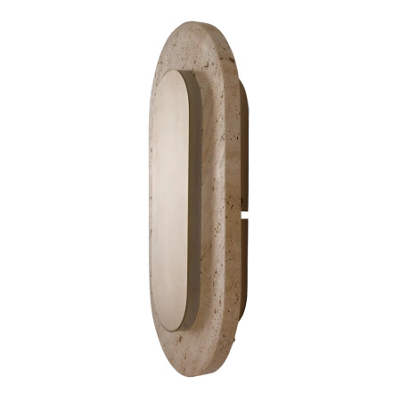 Owalny kinkiet z trawertynu z dodatkiem metalu w kolorze złotym Maxlight W0478 Travertino OVAL