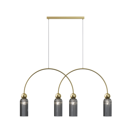 Poczwórna szeroka lampa wisząca z dymionymi kloszami Antic MOD302PL-04GR Maytoni