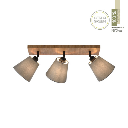 Lampa sufitowa drewniana podstawa i 3 abażury GREEN MICHEL 3xE27 Just Light 11582-79