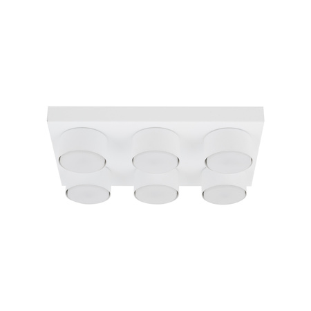 Prostokątny biały plafon sufitowy sześciopunktowy BRIX WHITE 6xGX53 Tk Lighting 11297