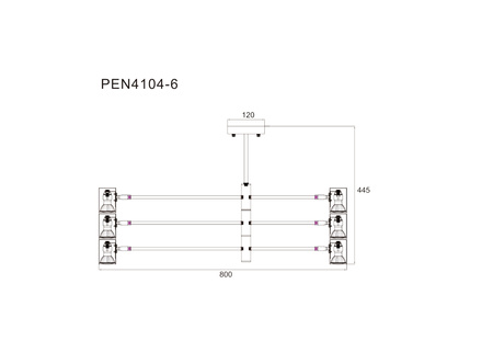 Minimalistyczna lampa wisząca GU10 czarne rozgałęzione ramiona PEDRO 6xGU10 Zuma Line PEN4104-6BK