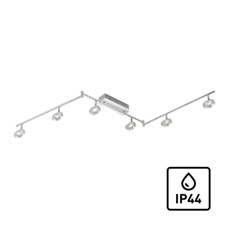 Lampa sufitowa listwa na sześć punktów świetlnych do łazienki IP44 LED 3000K SILEDA ALUMINIUM Paul Neuhaus 6787-96