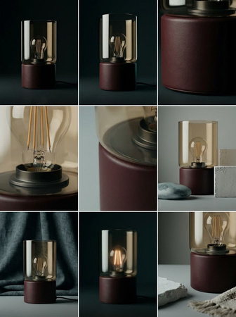 Burgundowo - miodowa lampka stołowa na komodę VERA Kaja Lighting K-5982