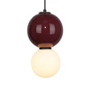 Lampa wisząca bordowa kula z ceramiki 18cm wraz ze szklanym białym kloszem LED 3000K Pieve Italux PND-95221-1M-PRP