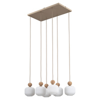 Sześciozwisowa lampa wisząca szklane klosze z dodatkiem drewna BALLO 6XE14 6xE14 Tk Lighting 11052