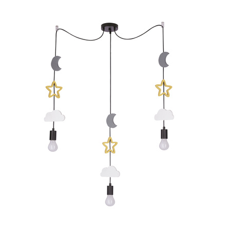 TRIO CCC P LAMPA WISZĄCA CZARNY 3X20W E27 IQ KIDS BIAŁY+ZŁOTY+SZARY Candellux 33-24435