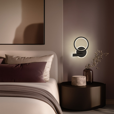 Kinkiet czarne koło i okąg z dodatkową ruchomą tubą MONE 15W LED 4000K klosz biały Candellux Studio 22-43412