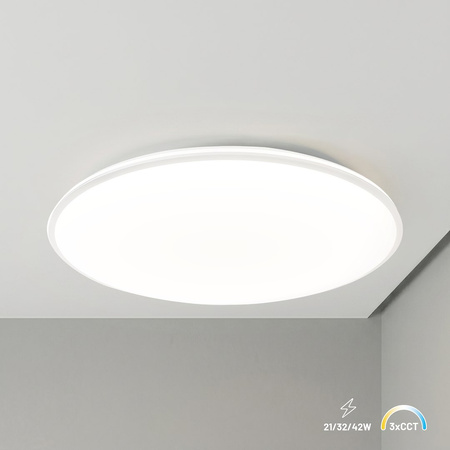 Biały plafon sufitowy 45cm z możliwością ustawienia barwy światła i natężenia światła Hugo 21-32-42W 3CCT IP54 Milagro ML2567