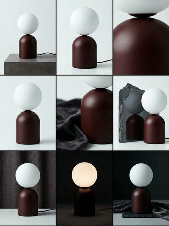 Burgundowa lampka stołowa z kulistym kloszem KONI Kaja Lighting K-5972