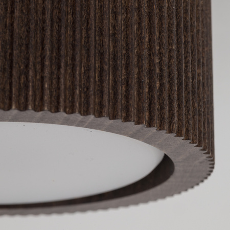 Brązowa oprawa natynkowa ryflowana o średnicy 9,5cm  EVE CORTE WOOD ORZECH 1xGX53 Tk Lighting 11779