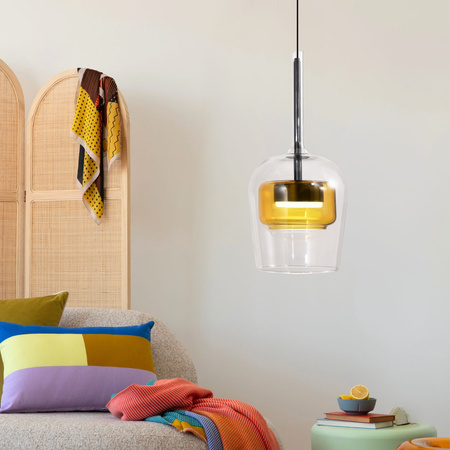 Lampa wisząca pojedyńcza z podwójnym kloszem bezbarwnym i żółtym GLAXI 1xGX53 Candellux Studio 31-50366