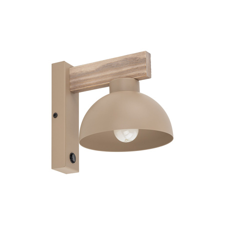 Drewniany kinkiet z metalowym kloszem w kolorze beżowym OSLO SABIA 1xE27 Tk Lighting 11009
