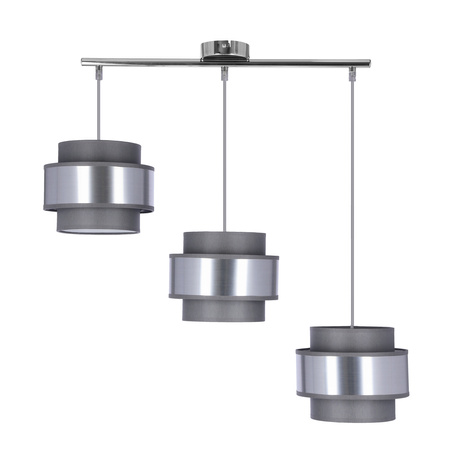 Hare lampa wisząca chromowy 3x60w e27 abażur szary+srebrny Candellux 33-18502