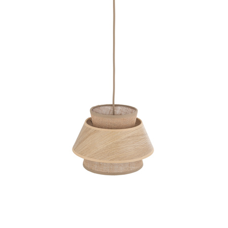 Lampa wisząca o średnicy 24cm z juty KALUM WOOD 1XE27 Tk Lighting 11783