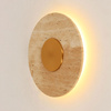 Okrągły złoty płaski kinkiet 30cm z trawertynu Maxlight W0417 Sun