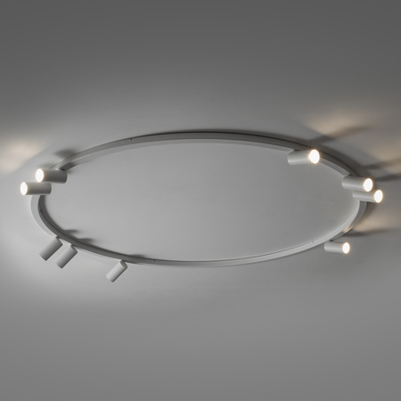 Biały okrąg sufitowy średnica ok 130cm z 9 reflektorami 9xGU10 FOURTY ROUND Nowodvorski 11951