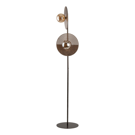 Lampa podłogowa okrągłe elementy drewna i szklane klosze 2xG9 LUNAR WOOD Tk Lighting 16135
