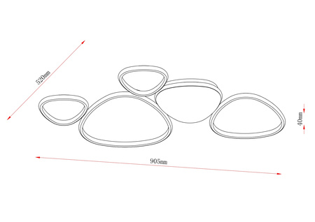 Designerska lampa sufitowa LED 3000K 5 nieregularnych ringów w kolorze beżowym HURON Zuma Line 2023519C5A-BE